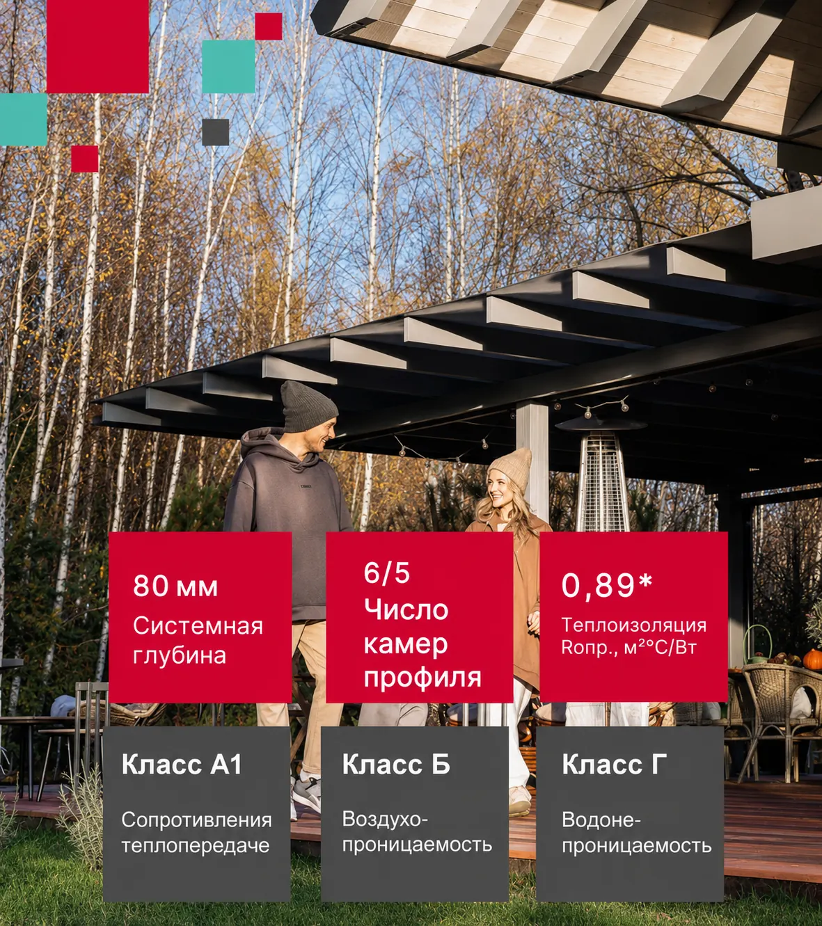 Терраса с дверной системой REHAU Двери 80